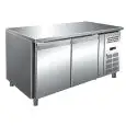 MESA REFRIGERADA DE ACERO INOX AISI 304 - VENTILADO - Mod. ECZ2100BT - GASTRONORM 1/1 (cm 53 x 32,5) - N. 2 PUERTAS - CAPACIDAD Lt 314 - TEMPERATURA -10°/-20°C - Dim. cm. L 136 x P 70 x h 86 - CE