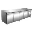 MESA REFRIGERADA DE ACERO INOX AISI 304 - VENTILADO - Mod. ECZ4100BT - GASTRONORM 1/1 (cm 53 x 32,5) - N. 4 PUERTAS - CAPACIDAD Lt 616 - TEMPERATURA -10°/-20°C - Dim. cm. L 223 x P 70 x h 86 - CE
