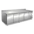 MESA REFRIGERADA CON PETO DE ACERO INOX AISI 304 - VENTILADO - Mod. ECZ4200BT - GASTRONORM 1/1 (cm 53 x 32,5) - N. 4 PUERTAS - CAPACIDAD Lt 616 - TEMPERATURA -10°/-20°C - Dim. cm. L 223 x P 70 x h 96 - CE