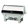 CHAFING DISH - Mod CD9801 - ESTRUCTURA DE ACERO INOXIDABLE PULIDO - TAPA ROLL TOP - QUEMADORES DE ALCOHOL - MEDIDAS cm L 65 x P 47 x 45 h