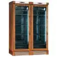 VITRINA REFRIGERADA PARA VINOS - Mod ENY 820 N NM - ESTÁTICO - TEMPERATURA °C +4/+18 - N. 2 PUERTAS ACRISTALADAS - ESTRUCTURA EN MADERA COLOR NOGAL - Potencia W 244 - ALIMENTACIÓN 220/50Hz MONOFÁSICA - Medidas cm L 131,5 x P 67,5 x H 188