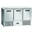 Saladette refrigerada de acero inoxidable - Mod CNX93V - Ventilada - Gastronorm 1/1(cm 53 x 32,5) - 3 puertas refrigeradas - Temperatura -10º/-20ºC - Medidas cm L 136,5 x P 70 x H 88,3
