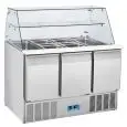 SALADETTE REFRIGERADA DE ACERO INOX - Mod. CRQ 93 A - ESTÁTICA - GASTRONORM 1/1 (cm 53 x 32,5 x 15) - N. 3 PUERTAS REFRIGERADAS - TEMPERATURA +0º/+8ºC - Dim. cm. L 136,5 x P 70 x h 129,5 - CE