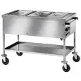 CARRO TÉRMICO BAÑO MARÍA - MOD. TD - Estructura de acero inox - Cubetas a doble pared con grifo - Termostato  ajustable +30°/+90°C - Alimentación V230 50/60 Hz
