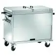 CARRO TERMICO BAÑO MARÍA - MOD. TD 2 - Estructura de acero inoxidable - Tanque de doble pared con grifo - Termostato ajustable +30°/+90°C - Alimentación 230V/1/50-60Hz