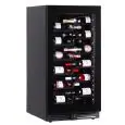 VITRINA REFRIGERADA PARA VINOS - Mod. EY120I1VD NL - VENTILADA - TEMPERATURA °C +2/+20 - N. 1 PUERTA ACRISTALADA - ESTRUCTURA DE CHAPA BARNIZADA EN NEGRO - Potencia W 115 - ALIMENTACIÓN 220/50Hz MONOFASE - Medidas cm L 59,5 x P 69 x H 120