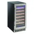 EXPOSITOR REFRIGERADO PARA VINOS - Mod. CW 40 - Capacidad de Botellas N. 33 - Temperatura +5/+18 °C - Potencia W 85 - Alimentación MONOFÁSICA - Dimensiones cm L 38 x P 60,2 x 86,5 h - CE