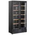 Vitrina refrigerada para vino - Mod CW 758 - Ventilado - Temperatura +5/+14 °C - Capacidad Lt 458 - Potencia W 300 - Medidas cm L 90 x P 55,8 x H 180