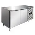 MESA REFRIGERADA DE ACERO INOX AISI 304 - VENTILADO - Mod CXF2100BT - GASTRONORM 1/1 (cm 53 x 32,5) - N 2 PUERTAS - CAPACIDAD Lt 313,5 - TEMPERATURA -18°/-22°C - Dim cm L 136 x P 70 x h 86