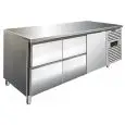 MESA REFRIGERADA EN ACERO INOX AISI 304 - VENTILADA - Mod CXF3140TN - GASTRONORM 1/1 (cm 53 x 32,5) - N 1 PUERTA REFRIGERADA - N 4 CAJONES REFRIGERADOS - CAPACIDAD Lt 358 - TEMPERATURA -2°/+8°C - Medidas cm L 179,5 x P 70 x h 86