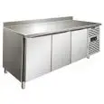 MESA REFRIGERADA CON PETO DE ACERO INOX AISI 304 - VENTILADO - Mod CXF3200BT - GASTRONORM 1/1 (cm 53 x 32,5) - N 3 PUERTAS - CAPACIDAD Lt 358 - TEMPERATURA -18°/-22°C - Dim cm L 179,5 x P 70 x h 96