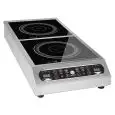 PLACA DE INDUCCIÓN - Modelo DT 700 TOUCH - Placa de vidrio cerámico - Pantalla digital y controles táctiles - Superficie inductiva mm 120 ÷ mm 260 + mm 120 ÷ mm 260 - Potencia W 3500 + 3500 - Alimentación trifásica - Dimensiones cm L 34 x P 81 x 11,5h - N