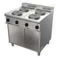 COCINA ELÉCTRICA 4 FUEGOS - MOD. G7GWEV4DC - Armario abierto - Potencia kW 10,4 - Medidas: cm A 80 x F 70 x H 85 - Homologación CE
