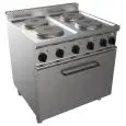COCINA ELÉCTRICA 4 FUEGOS - MOD. G7GWE46FE - Horno estático eléctrico cm A 54,5 x F 53 x 35 H - Potencia kW 16,4 - Medidas: cm A 80 x F 70 x H 85 - Homologación CE
