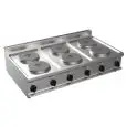 COCINAS ELÉCTRICAS DE SOBREMESA - MOD. G7GWEV6DD - N. 6 planchas redondas - Potencia kW 15,6 - Medidas: cm A 120 x F 70 x H 27 - Homologación CE