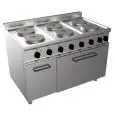 COCINA ELÉCTRICA 6 FUEGOS - MOD. G7GWEV6FE - Horno estático eléctrico cm A 54,5 x F 53 x 35 H - Armario neutro con puerta - Potencia kW 21,6 - Medidas: cm A 120 x F 70 x H 85 - Homologación CE