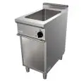 BAÑOMARÍA ELÉCTRICO - MOD. G7LUGG1DC - N. 1 cuba GN 1/1 h 20 cm - N. 1 armario neutro abierto - Potencia kW 1,5 - Medidas: cm A 40 x F 70 x H 85 - Homologación CE