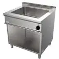 BAÑOMARÍA ELÉCTRICO - MOD. G7DGO2DC - N. 1 cuba GN 2/1 h 20 cm - N. 1 armario neutro abierto - Potencia kW 3 - Medidas: cm A 80 x F 70 x H 85 - Homologación CE