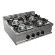 COCINA A GAS DE SOBREMESA - MOD. G7GWRG4DD2M2G - N. 4 fuegos - Potencia kW 24 - Medidas: cm A 70 x F 70 x H 27 - Homologación CE