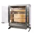 ASADOR VERTICAL ELÉCTRICO - MOD. ELBA12/PE 4 ASTE - CAPACIDAD N 12 POLLOS - N 4 espadas de tubular inox mm 12 x 12 mm Longitud cm 54,3 - Resistencia blindada - Alimentación 400 V TRIFÁSICA - Potencia 5,6 Kw - Medidas cm A 70 x F 39,1 x 81,8 h - CE