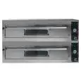 HORNO ELÉCTRICO MECÁNICO PARA PIZZA - Mod. BIG 8 - N. 2 cámaras - Superficie refractaria o cámara totalmente refractaria - Medidas de la cámara cm L 70 x P 70 x 15 h - N. Pizzas 4 + 4 (Ø cm 30/34) - Potencia 11,2 kW - Homologación CE