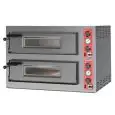 HORNO ELÉCTRICO MECÁNICO PARA PIZZA - Modelo BIG 12 - N. 2 cámaras - Base refractaria o cámara totalmente refractaria - Dimensiones de la cámara cm L 70 x P 105 x 15 H - N. de pizzas 6 + 6 (Ø 30/34 cm) - Potencia 14,60 kW - Norma CE