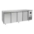 MESA REFRIGERADA de ACERO INOX - Para SNACK - VENTILADO - Mod.EPF3441GR 304T - N. 4 Puertas - Capacidad Lt 480 - TEMPERATURA -2°/+8°C - Dim. cm. L 223 x P 60 x h 85 - CE