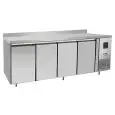 MESA REFRIGERADA CON PETO DE ACERO INOX - VENTILADO - Mod.EPF3442GR-SB-304T - CLASE ENERGÉTICA A - GASTRONORM 1/1 (cm 53 x 32,5) - N. 4 Puertas - Capacidad Lt 560 - TEMPERATURA -2°/+8°C - Dim. cm. L 223 x P 70 x h 95 - CE