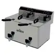 Freidora eléctrica de sobremesa - mod. EVO1010G - Capacidad: 10+10 l - Potencia total: 3,5+3,5 kw - Monofásica 220v - Dimensiones A 530 x F 495 x H 325 mm - Peso 22 kg - CE