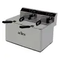 Freidora eléctrica de sobremesa - mod. EVO1010 - Capacidad: 10+10 l - Potencia total: 3,5+3,5 kw - Monofásica 220v - Dimensiones A 530 x F 495 x H 325 mm - Peso 20 kg - CE