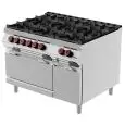 COCINA DE GAS - MOD. FAE93M0 - N. 6 fuegos - Con llama piloto - Horno estático eléctrico cm L 65 x P 56 x 30 H - Compartimento neutro con puerta - Dimensiones: cm L 120 x P 90 x H 90 - CE