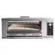 HORNO A GAS MECÁNICO PARA PIZZA - Mod. HN 4 - N. 1 cámara - Superficie de cocción de ladrillos refractarios - Dimensiones de la cámara cm L 70 x D 70 x 15 h - Número de pizzas: 4 (Ø de 30 cm a 34 cm) - Potencia: 14 kW - Norma CE