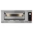 HORNO A GAS MECÁNICO PARA PIZZA - Mod HN 9 - 1 cámara - Superficie de cocción con ladrillos refractarios - Dimensiones de la cámara cm L 105 x P 105 x 15 H - Número de pizzas 9 (Ø 30/34 cm) - Potencia 29 kW - Norma CE