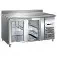MESA REFRIGERADA CON PETO DE ACERO INOX AISI 304 - VENTILADO - Mod. G-GN2200TNG - GASTRONORM 1/1 (cm 53 x 32,5) - N. 2 PUERTAS DE CRISTAL - CAPACIDAD BRUTA Lt  282 - TEMPERATURA +2°/+8°C - Medidas cm. A 136 x F 70 x h 96 - CE