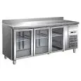 MESA REFRIGERADA CON PETO DE ACERO INOX AISI 304 - VENTILADO - Mod. G-GN3200TNG - GASTRONORM 1/1 (cm 53 x 32,5) - N. 3 PUERTAS DE CRISTAL - CAPACIDAD BRUTA Lt 417 - TEMPERATURA +2°/+8°C - Medidas cm. A 179,5 x F 70 x h 96 - CE