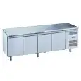 MESA REFRIGERADA DE ACERO INOX AISI 201 - VENTILADO - Mod. G-GN4100BT-FC - GASTRONORM 1/1(cm 53 x 32,5) - N. 4 PUERTAS - CAPACIDAD BRUTA Lt 553 - TEMPERATURA -18º/-22ºC - Medidas cm. A 223 x F 70 x h 85 - CE