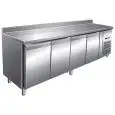 MESA REFRIGERADA CON PETO DE ACERO INOX AISI 304 - VENTILADO - Mod. G-GN4200BT - GASTRONORM 1/1 (cm 53 x 32,5) - N. 4 PUERTAS - CAPACIDAD BRUTA Lt 553 - TEMPERATURA -18º/-22ºC - Medidas cm. A 223 x F 70 x h 96 - CE