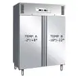 ARMARIO FRIGORÍFICO DE ACERO INOX AISI 304 - VENTILADO - COMBINADO TN+BT - Mod. G-GNV1200DT - GASTRONORM 2/1 (cm 65 x 53) - N. 2 PUERTAS - CAPACIDAD BRUTA LLt 507 + Lt 507 - TEMPERATURA -2°/+8°C + -18º/-22ºC Medidas cm A 134 x F 83 x h 201 - CE