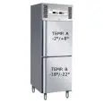 ARMARIO FRIGORÍFICO DE ACERO INOX AISI 304 - VENTILADO - COMBINADO TN+BT - Mod. G-GNV600DT - GASTRONORM 2/1 (cm 65 x 53) - N. 2 PUERTAS - CAPACIDAD BRUTA LT 237 + LT 237 - TEMPERATURA -2°/+8°C  -18º/-22ºC - Medidas cm A 68 x F 83 x h 201 - CE