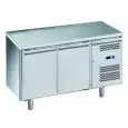 MESA REFRIGERADA DE ACERO INOX AISI 201 - PASTELERÍA - VENTILADO - Mod. G-PA2100TN-FC - 2 PUERTAS - CAPACIDAD BRUTA Lt 390 - TEMPERATURA -2°/+8°C - Medidas cm. A 151 x F 80 x h 85 - CE