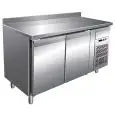 MESA REFRIGERADA CON PETO DE ACERO INOX AISI 304 - PASTELERÍA - VENTILADO - Mod. G-PA2200TN - 2 PUERTAS - CAPACIDAD BRUTA Lt 390 - TEMPERATURA +2°/+8°C - Medidas cm. A 151 x F 80 x h 96 - CE