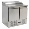 SALADETTE Y MESA REFRIGERADA DE ACERO INOX AISI 201 - Mod. G-PS200-FC - ESTÁTICA -GASTRONORM 1/1 (cm 53 x 32,5) - ENCIMERA DE ACERO INOX AISI 201 - 2 PUERTAS REFRIGERADAS - TEMPERATURA +2°/+8°C - Medidas cm.  A 90 x F 70 x h 97 - CE