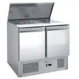 SALADETTE REFRIGERADA DE ACERO INOX AISI 201 - Mod. G-S900 FC - ESTÁTICA -GASTRONORM 1/1 (cm 53 x 32,5) - 2 PUERTAS REFRIGERADAS - TEMPERATURA +2°/+8°C - Medidas cm. A 90 x F 70 x h 85 - CE