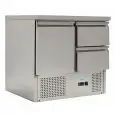 SALADETTE Y MESA REFRIGERADA DE ACERO INOX AISI 201 - Mod. G-S901-2D-FC - ESTÁTICA -GASTRONORM 1/1 (cm 53 x 32,5) - 1 PUERTA REFRIGERADAS + N. 2 CAJONES - TEMPERATURA +2°/+10°C - Medidas cm. A 90 x F 70 x h 85 - CE