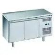 MESA REFRIGERADA DE ACERO INOX AISI 201 - PARA SNAKS - VENTILADO - Mod. G-SNACK2100TN-FC - 2 PUERTAS - CAPACIDAD BRUTA Lt 159 - TEMPERATURA -2°/+8°C - Medidas cm. A 136 x F 60 x h 85 - CE