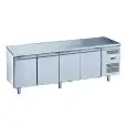 MESA REFRIGERADA DE ACERO INOX AISI 201 - PARA SNAKS - VENTILADO - Mod. G-SNACK4100TN-FC - 4 PUERTAS - CAPACIDAD BRUTA Lt 342 - TEMPERATURA -2°/+8°C - Medidas cm. A 223 x F 60 x h 85 - CE
