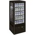 Expositor vitrina de sobremesa refrigerado para bebidas - Mod G-TCBD98B - Cristal doble en los 4 lados - Temperatura +2°/+8°C - Capacidad Lt 98 -  Medidas cm L 42,8 x P 38,6 x 115 H