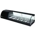 Vitrina expositora refrigerada de mesa para sushi - Mod G-TS1500 - Estático - Temperatura +4°/+8°C - N 5 cubetas GN 1/3 h 40 mm - Medidas cm L 150 x D 41,5 x H 33