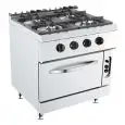 COCINA DE GAS - MOD. K7S212N - N. 6 fuegos - Con llama piloto - Horno de gas estático GN 3/1 - Medidas cm L 120 x P 73 x H 90 - Homologación CE