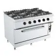 COCINA DE GAS - MOD. K7S213N - N. 8 fuegos - Con llama piloto - 2 hornos de gas estáticos GN 2/1 - Medidas cm L 160 x P 73 x H 90 - Homologación CE